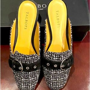 Talbots tweed mules